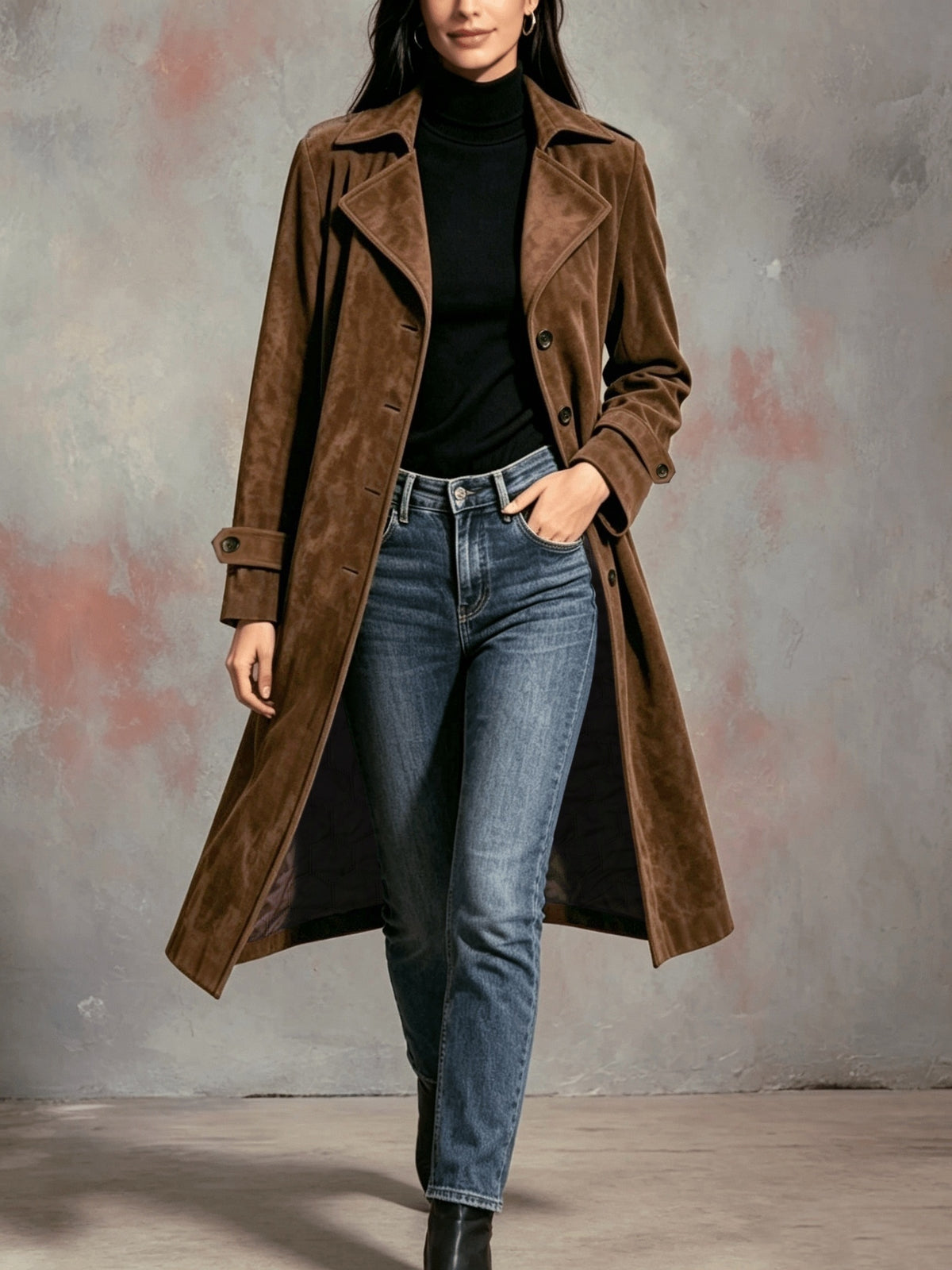 Manteau grande taille, poches pratiques, chaleur d'hiver, esprit trench — composition : 100% Polyester
