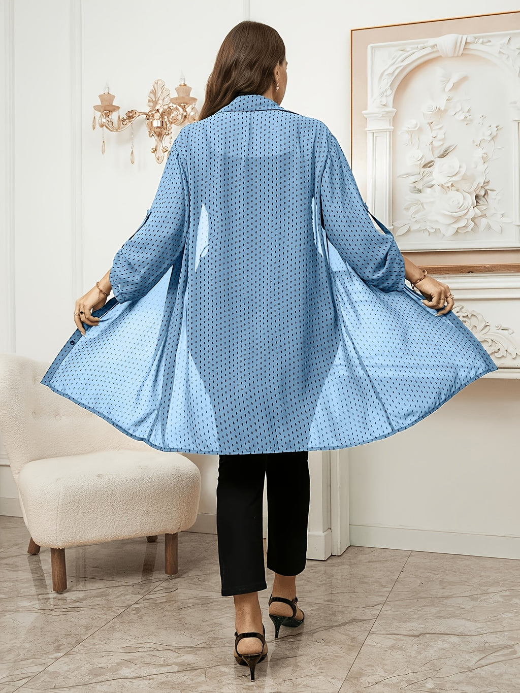 Chemise grande taille à pois, col polo, autre coloris