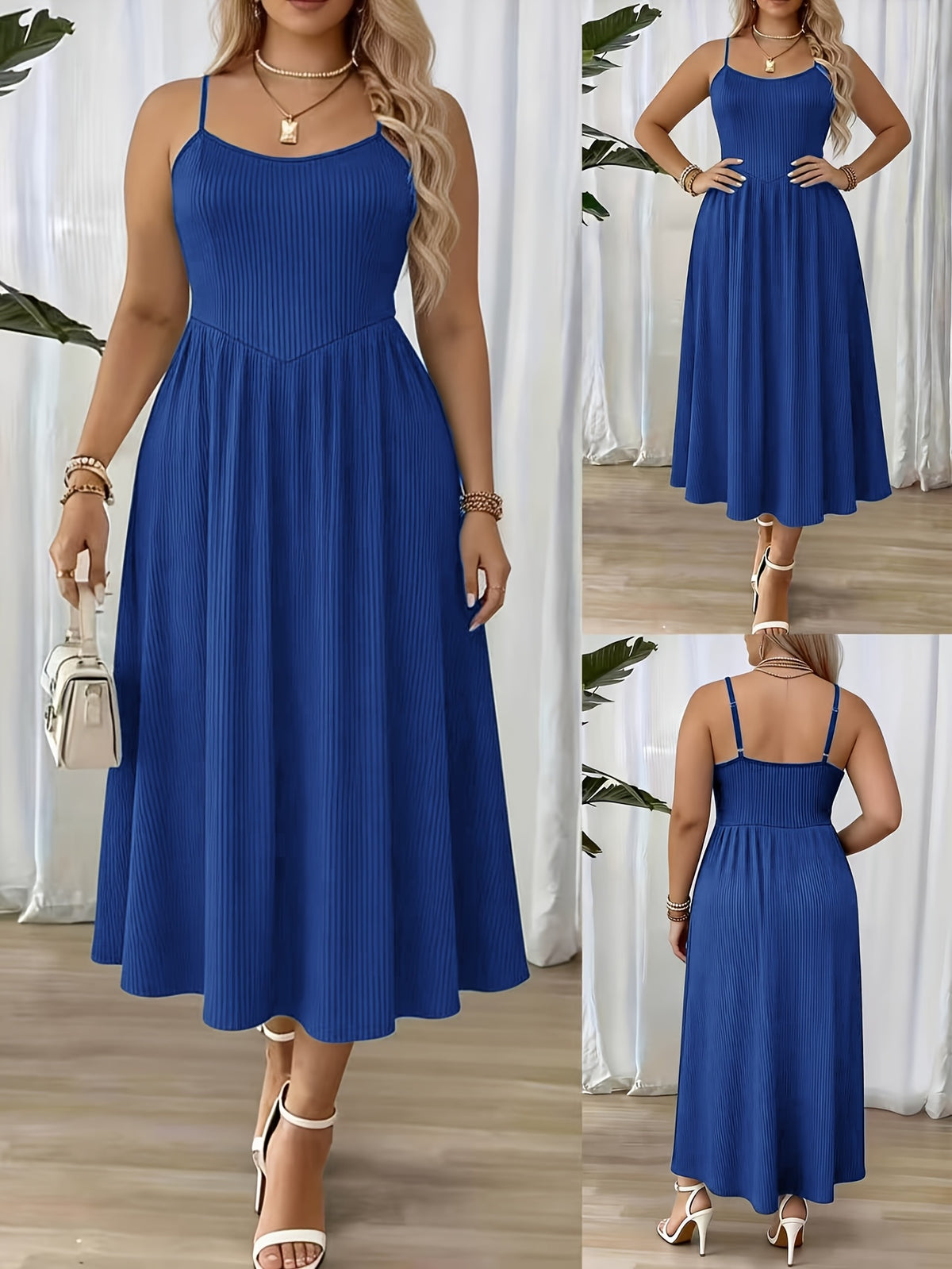 Robe longue grande taille — Maille côtelée à buste pointu