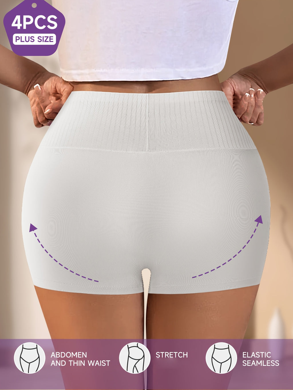 Short grande taille à rayures, coupe ajustée, porté de face