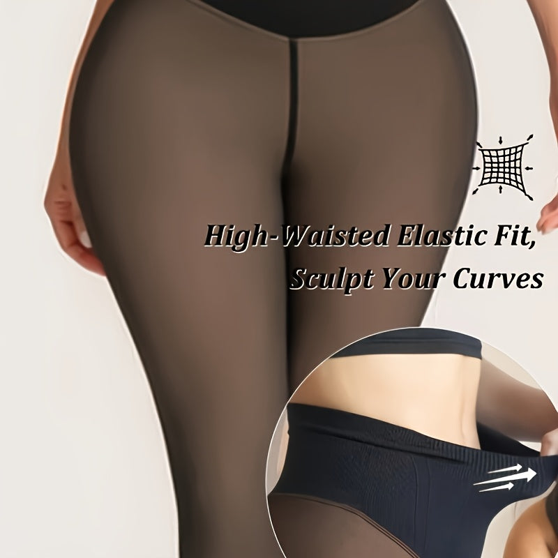 Collant grande taille en soie — Tombé fluide — composition : 75% Polyester, 15% Polyamide, 10% Élasthanne