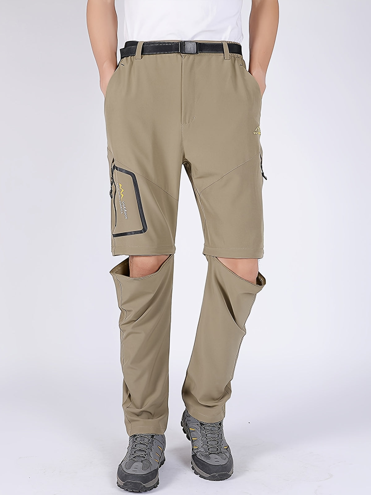 Pantalon grande taille, poches pratiques, tissu léger, détail du tissu