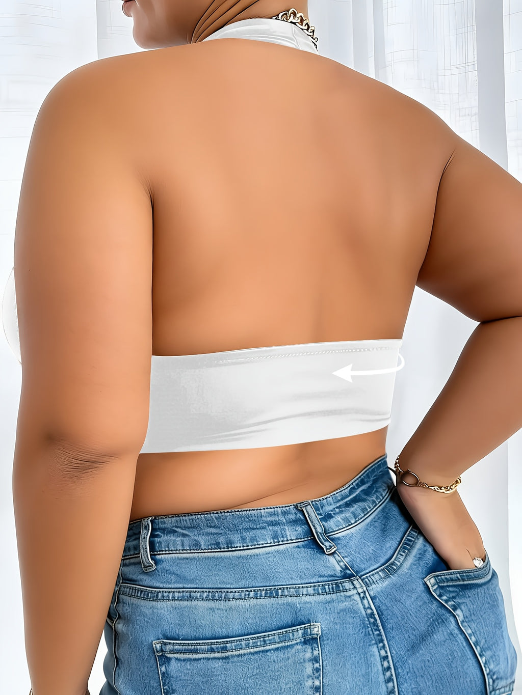 Soutien-gorge dos nu grande taille, drapé, agrafes devant
