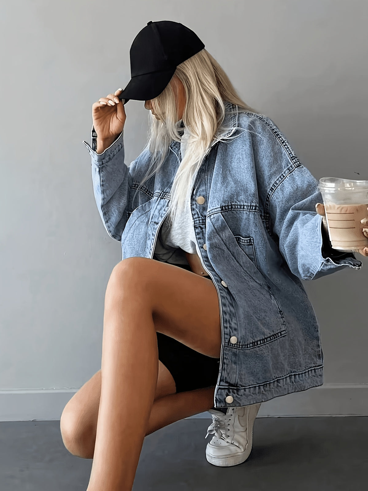 Veste grande taille, coupe oversize, tenue franche, tissu non extensible