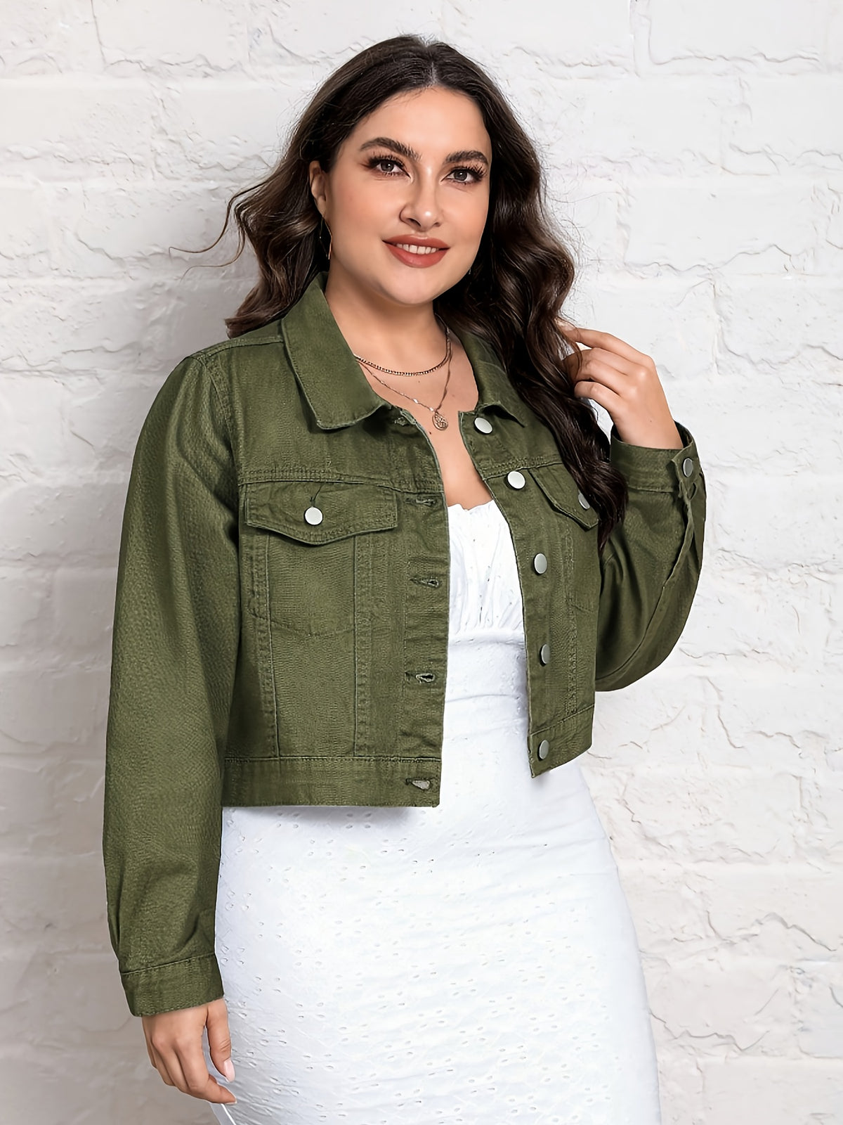 Veste grande taille, coupe oversize, col à revers, boutonnage, autre coloris