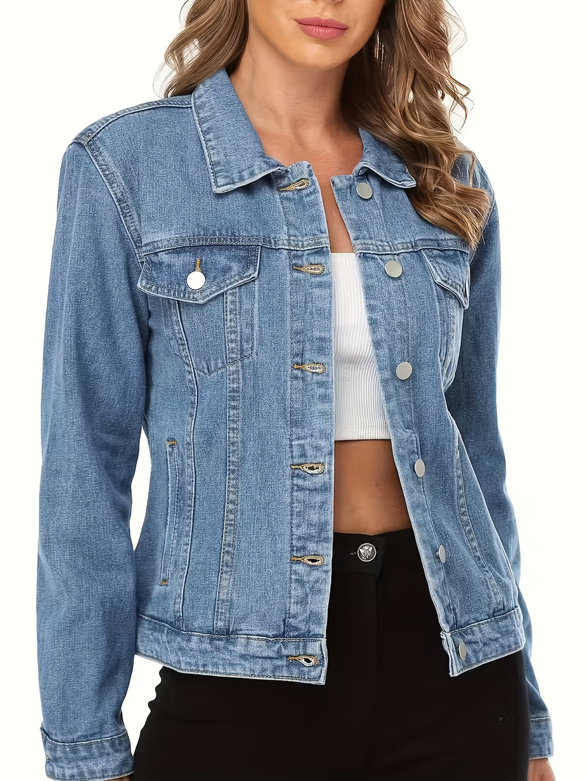 Veste grande taille, délavage doux, tenue franche