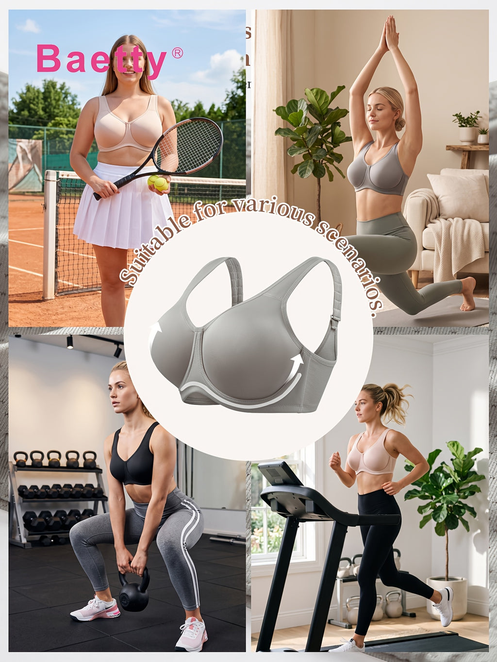 Soutien-gorge de sport grande taille — Deux bonnets cerclés