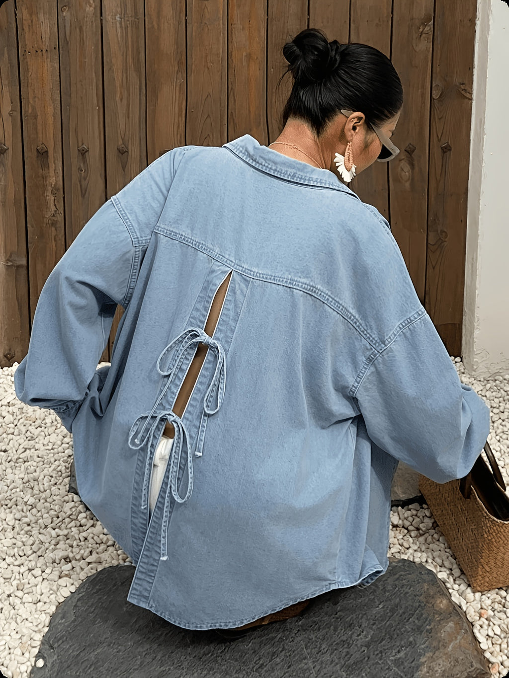 Chemise grande taille, coupe oversize, fente, tenue franche, vu de dos