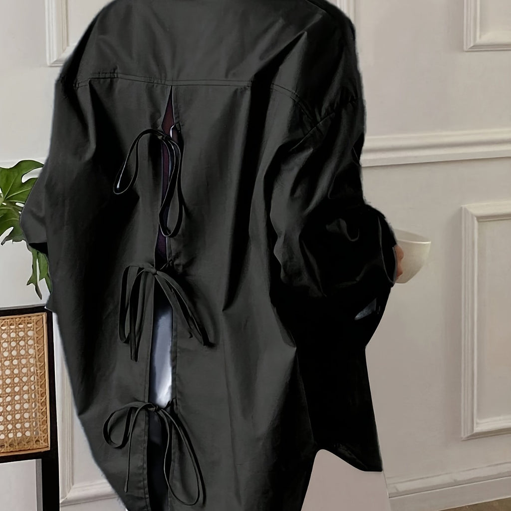Chemise grande taille, coupe oversize, manches longues — composition : 100% Polyester