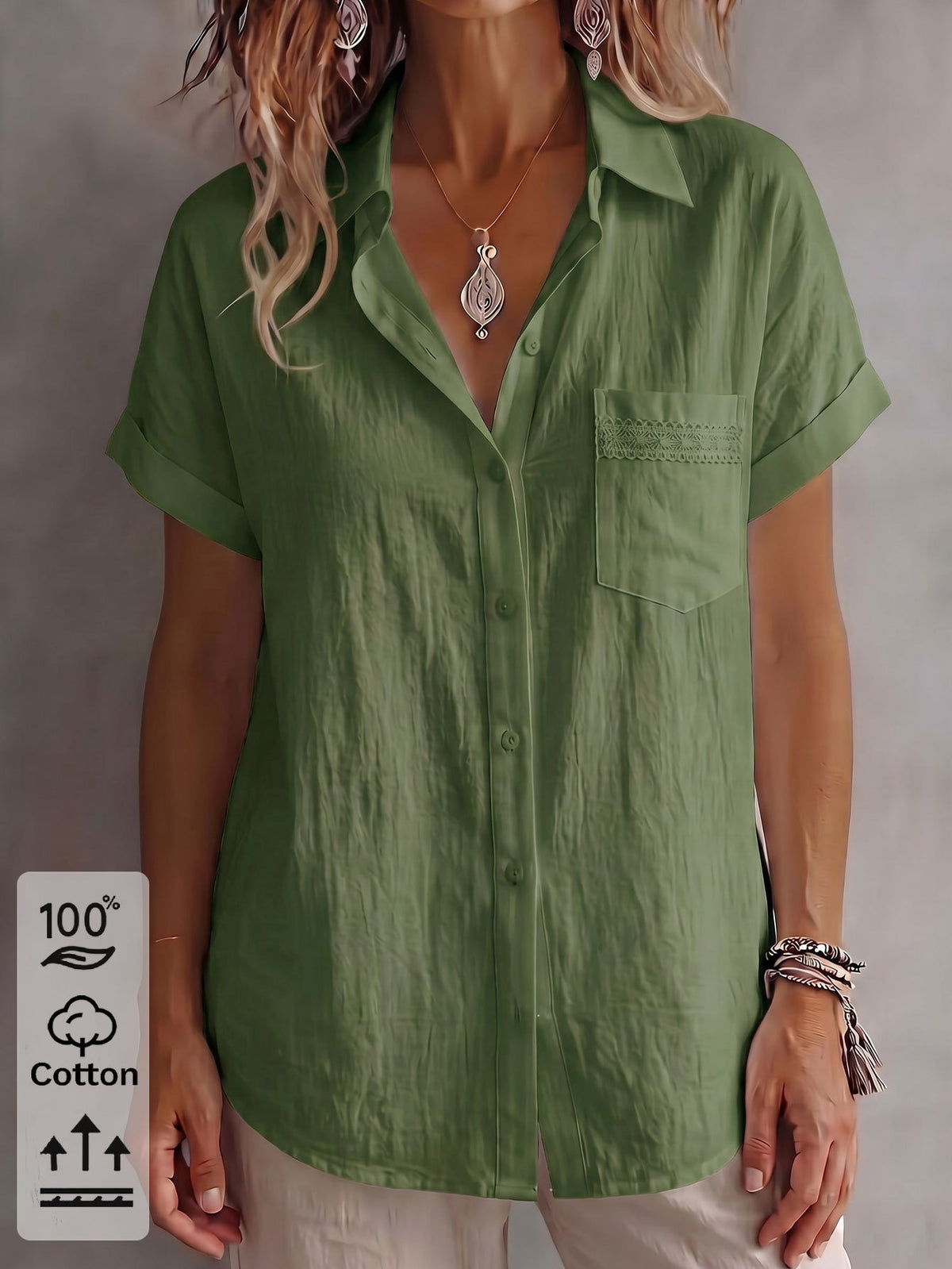 Chemise grande taille en dentelle, coupe oversize, col, vu de dos