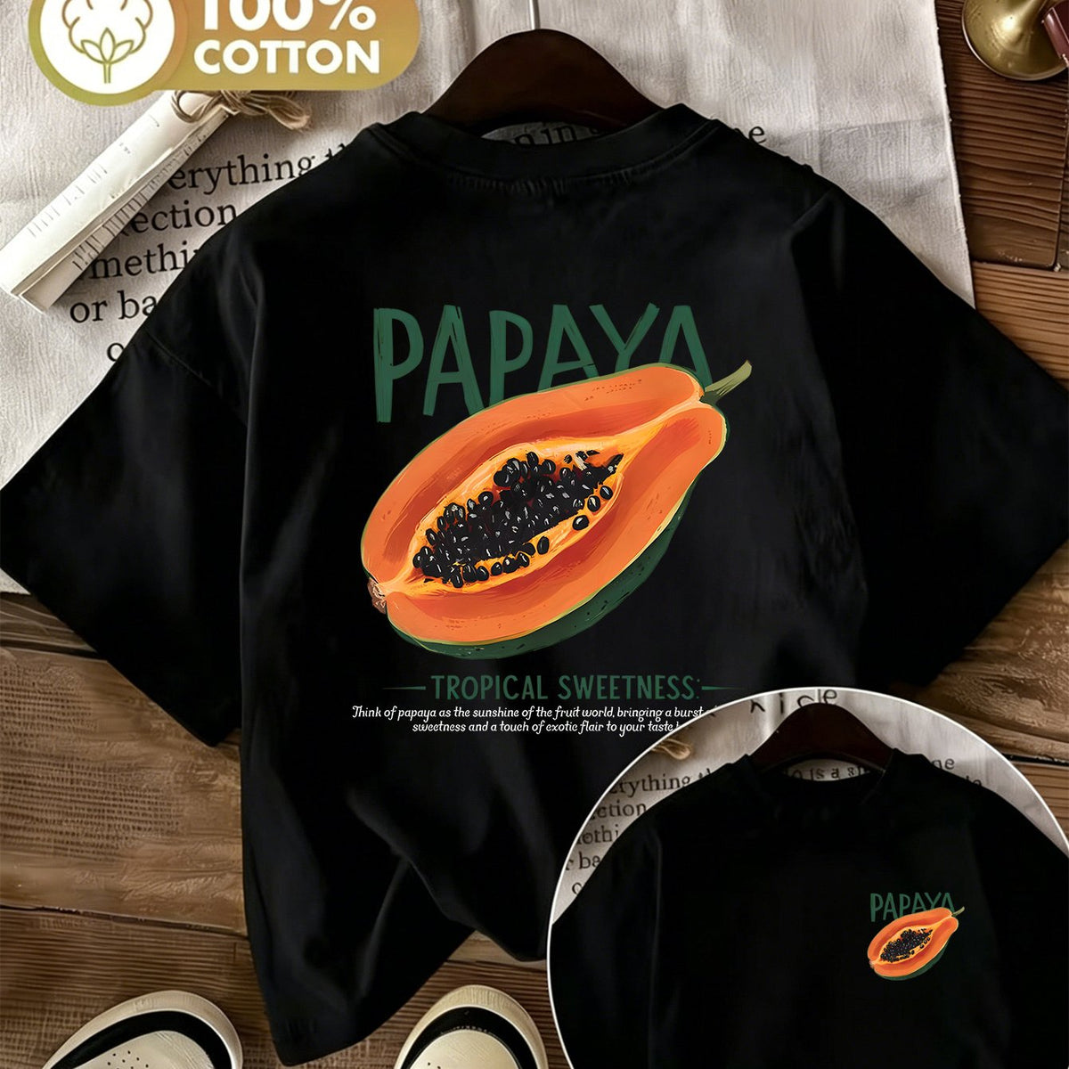 T-shirt grande taille, col rond, manches courtes, toucher naturel — matière : coton Image
