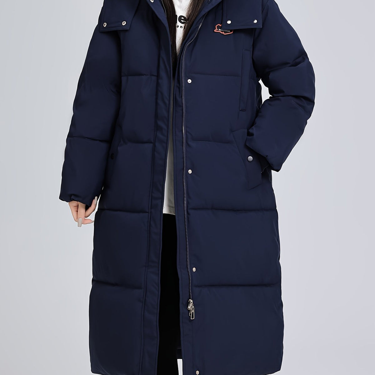 Manteau grande taille, coupe oversize, longueur midi, capuche — composition : 100% Polyester Image