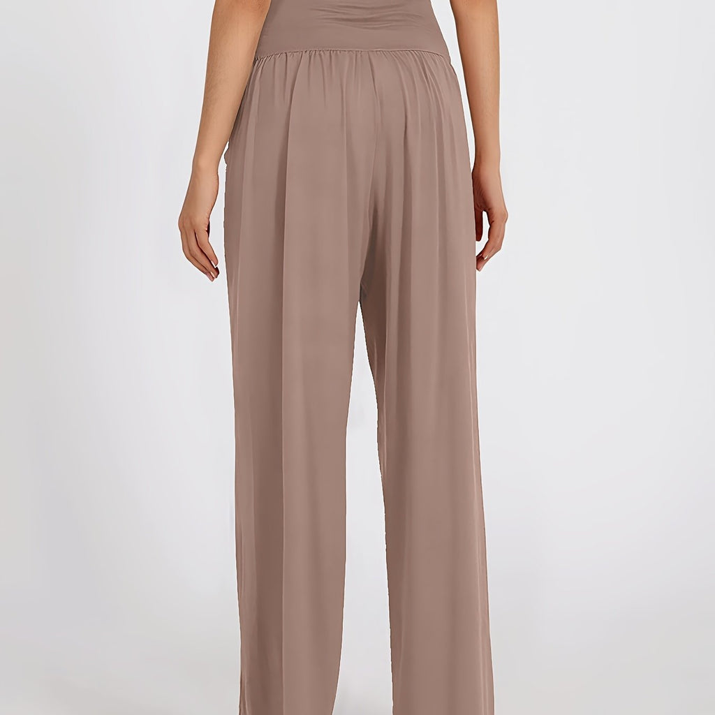 Pantalon grande taille, poches pratiques, tombé fluide, tissu opaque