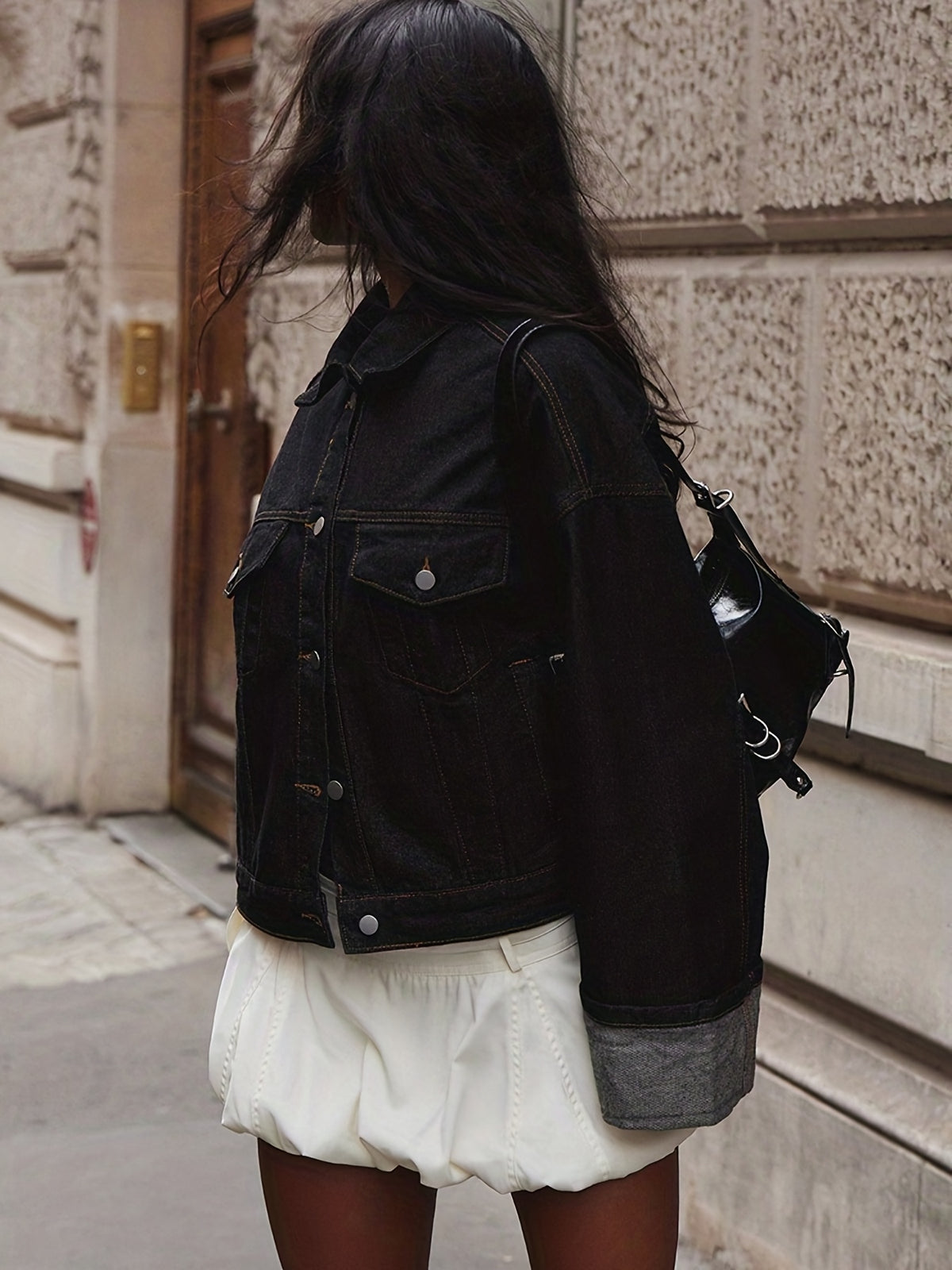 Veste grande taille, col V, tenue franche — composition : 80% Coton, 20% Polyester