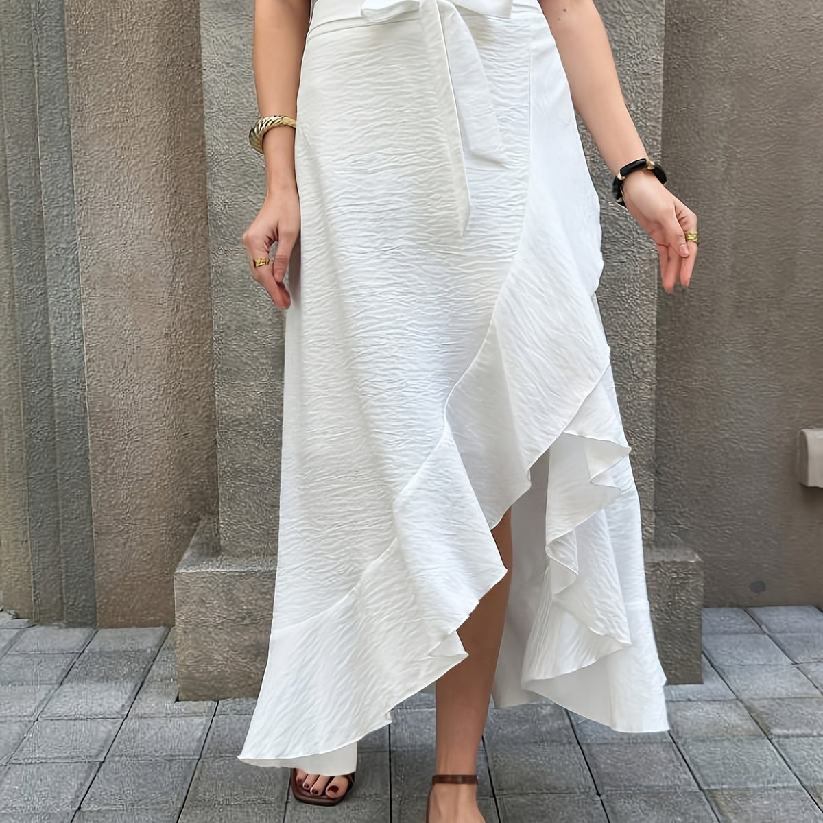 Jupe grande taille, longueur midi — matière : polyester