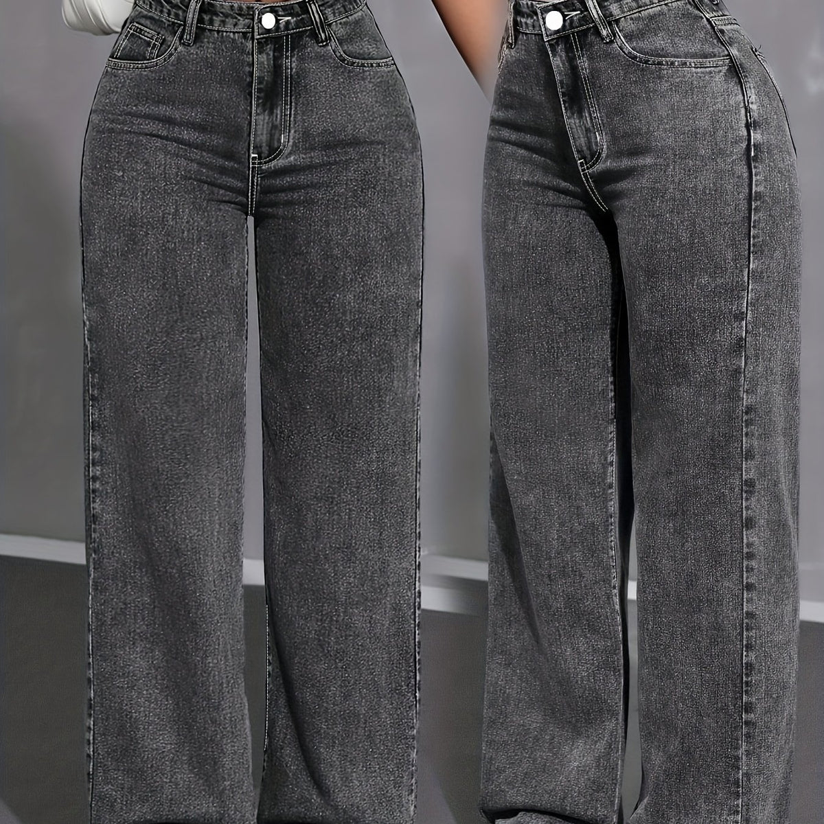 Jean grande taille, coupe oversize, ceinture assortie, tombé fluide — matière : viscose