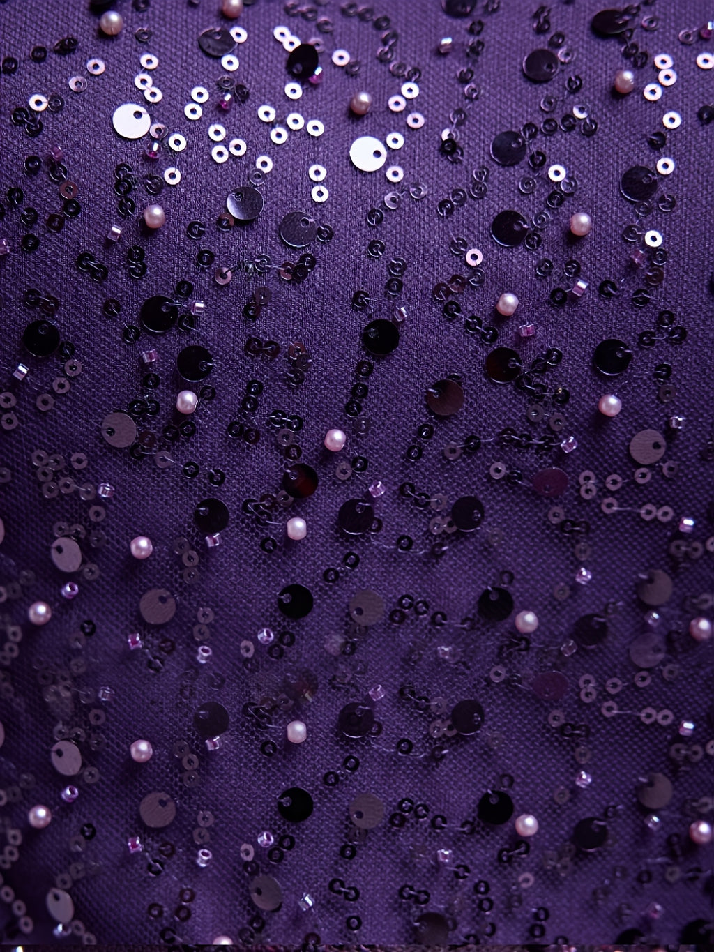 Robe de soirée grande taille — Tulle violet sequins perlés