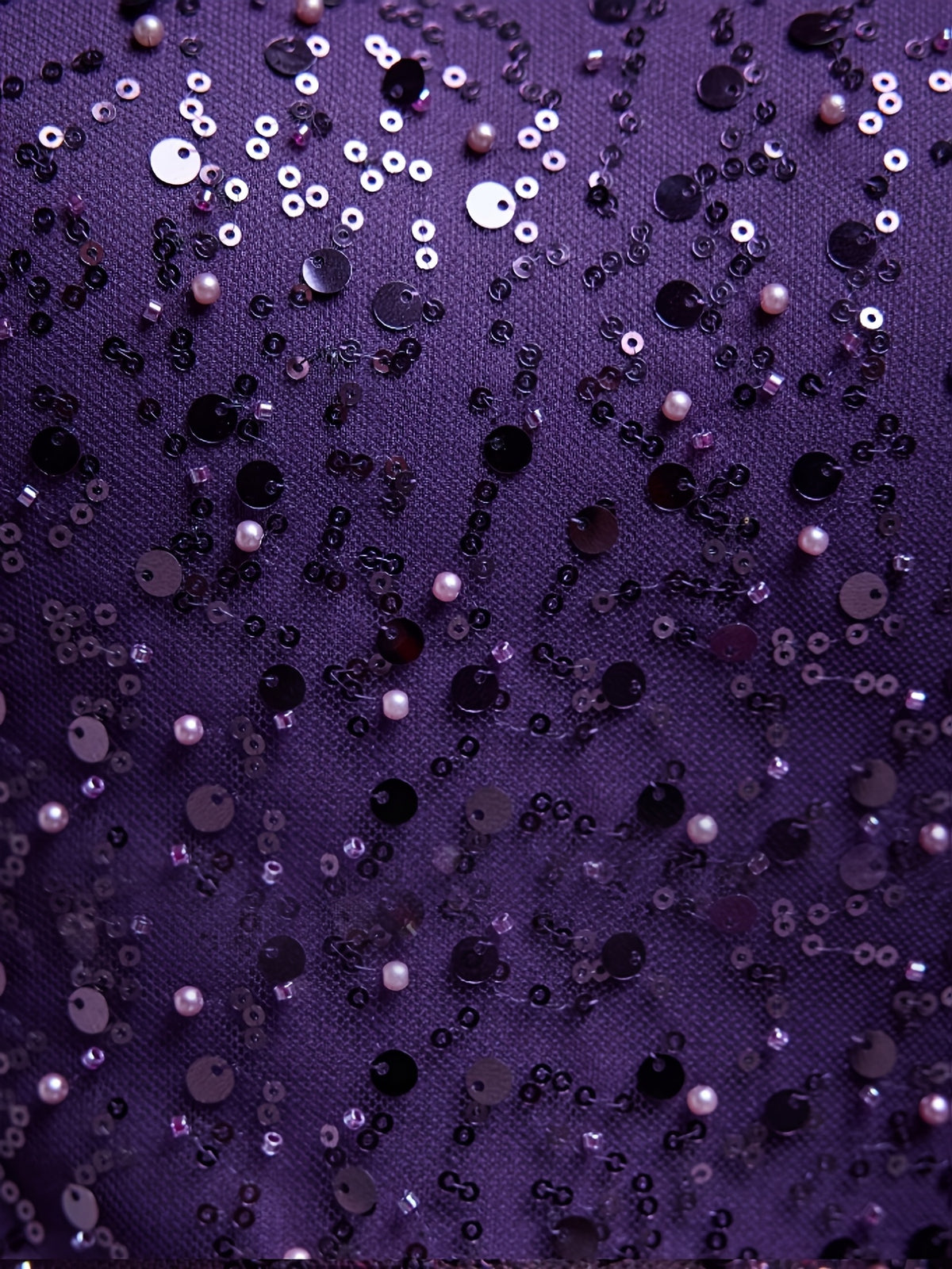 Robe de soirée grande taille — Tulle violet sequins perlés