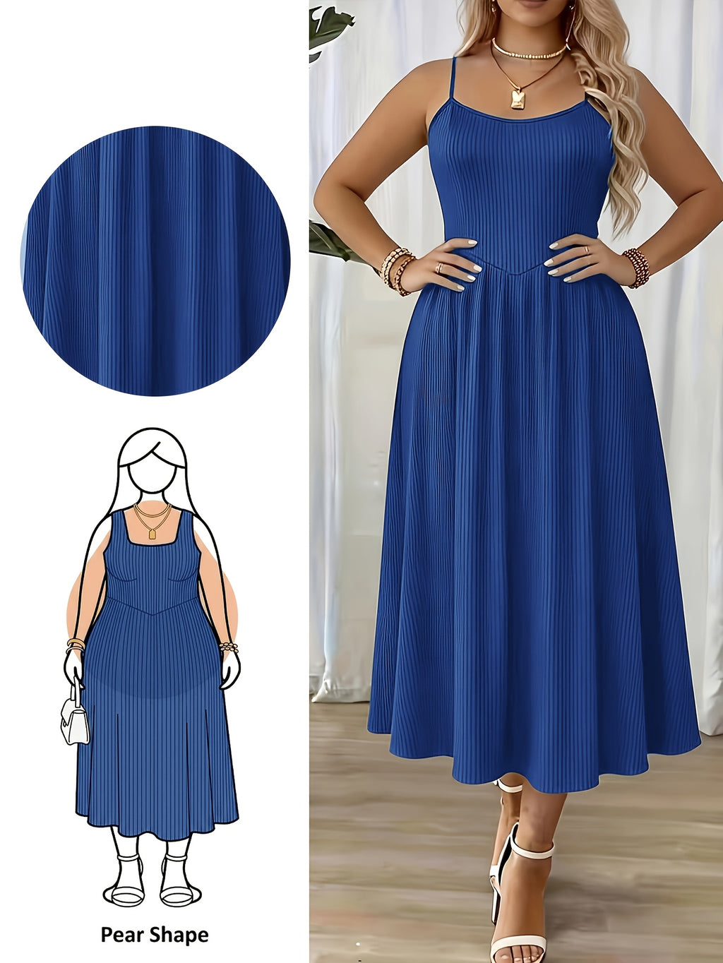 Robe longue grande taille — Maille côtelée à buste pointu