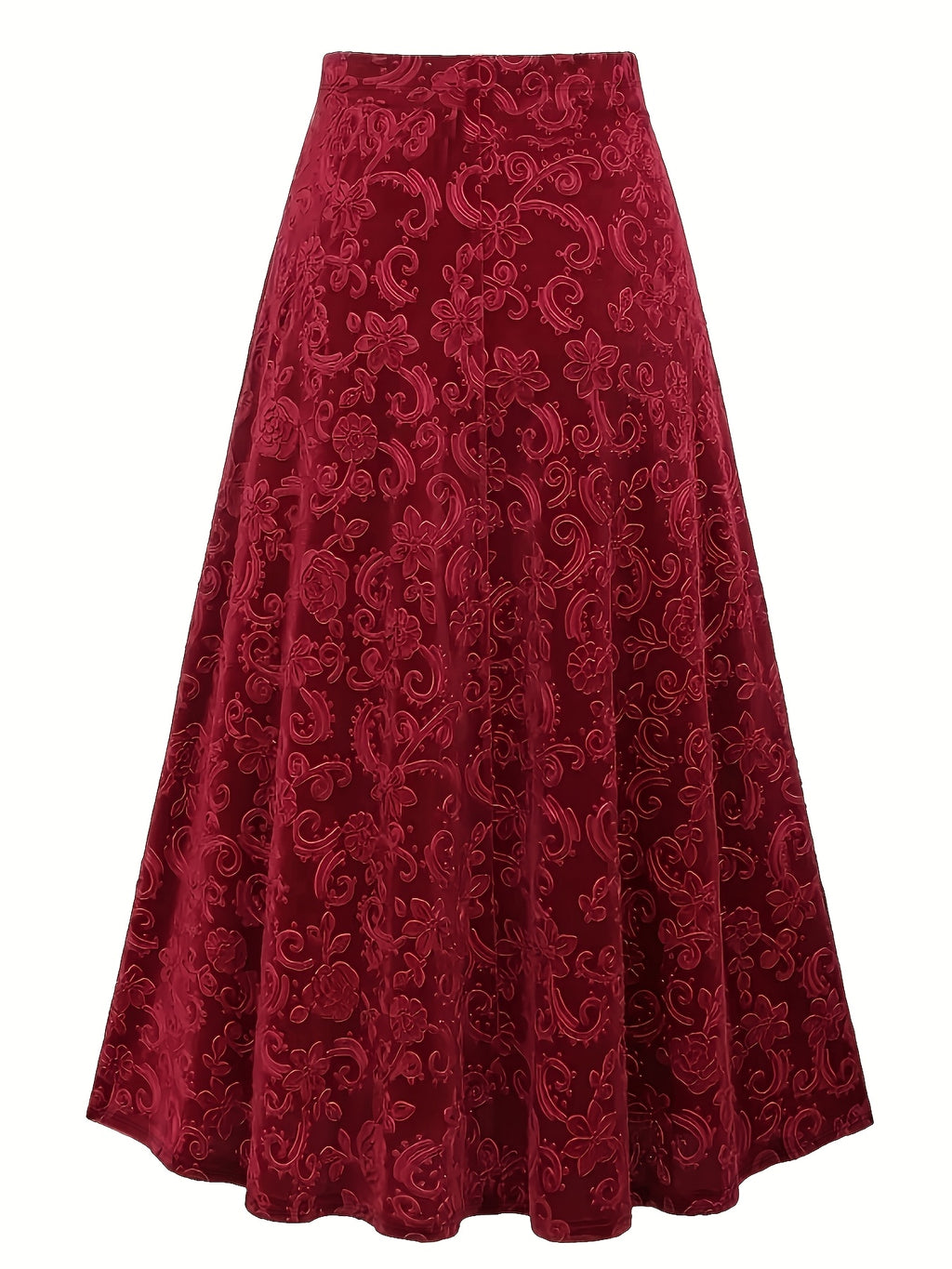 Jupe grande taille à imprimé fleuri, coupe droite, esprit décontracté, détail du tissu