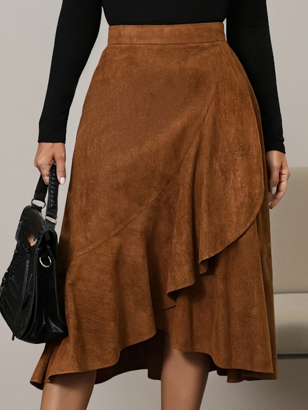 Jupe grande taille, coupe longue, tissu opaque
