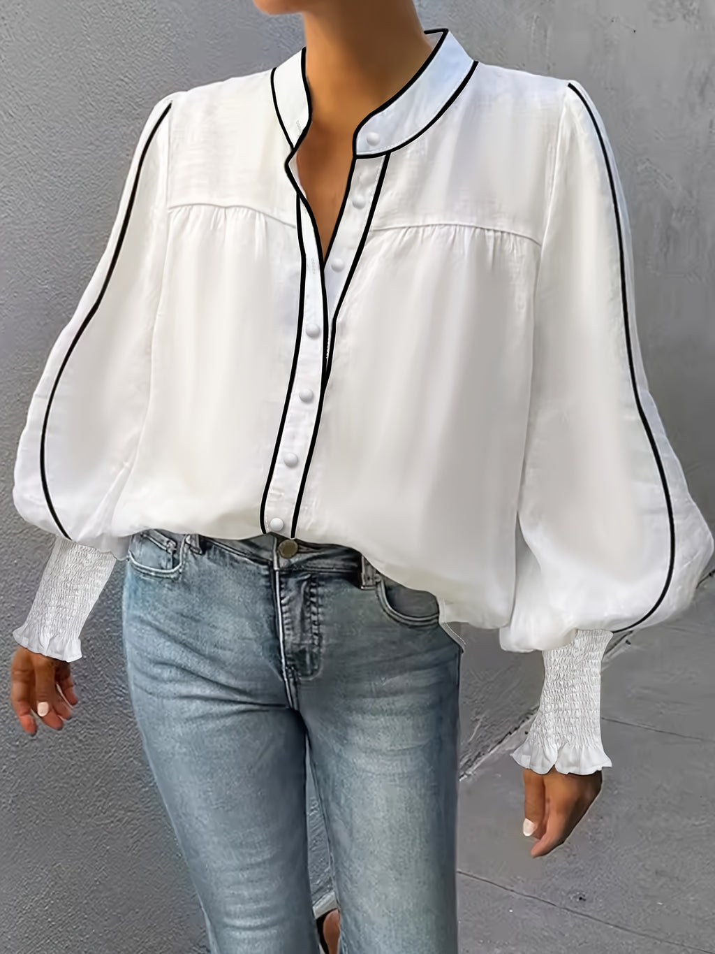 Chemise grande taille, coupe ample, col cardigan — composition : 100% Polyester