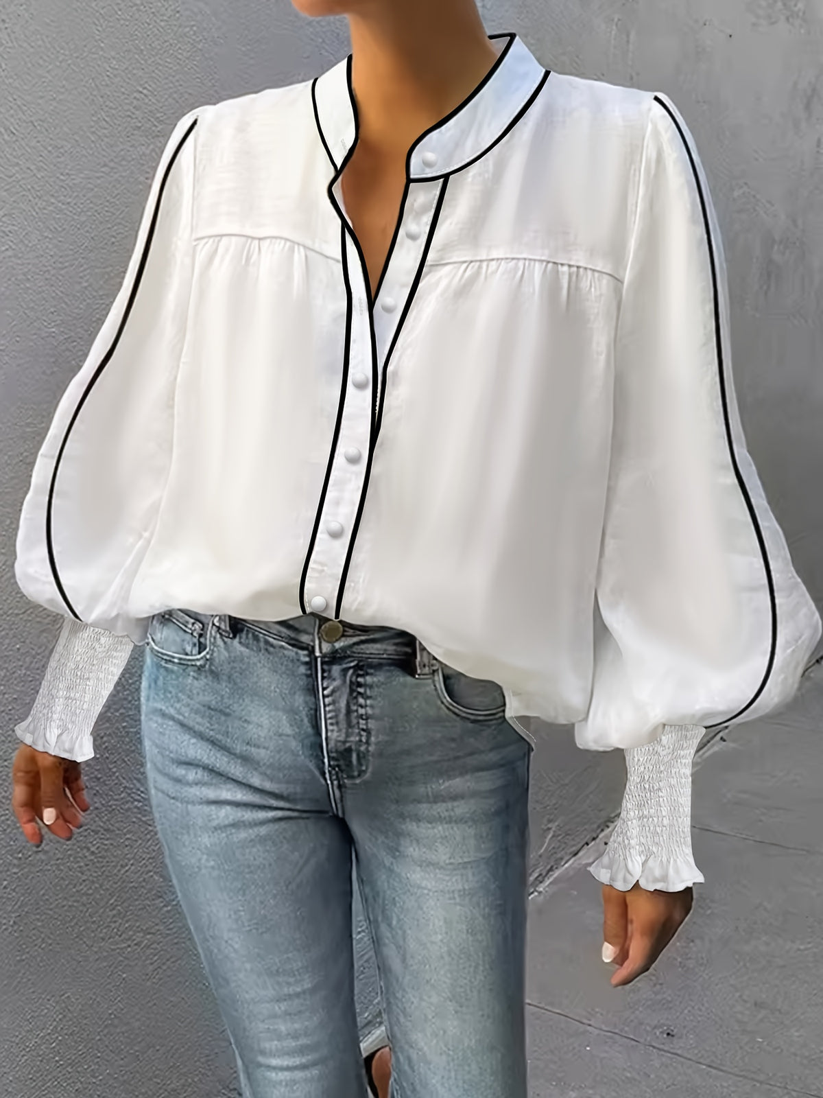 Chemise grande taille, coupe ample, col cardigan — composition : 100% Polyester