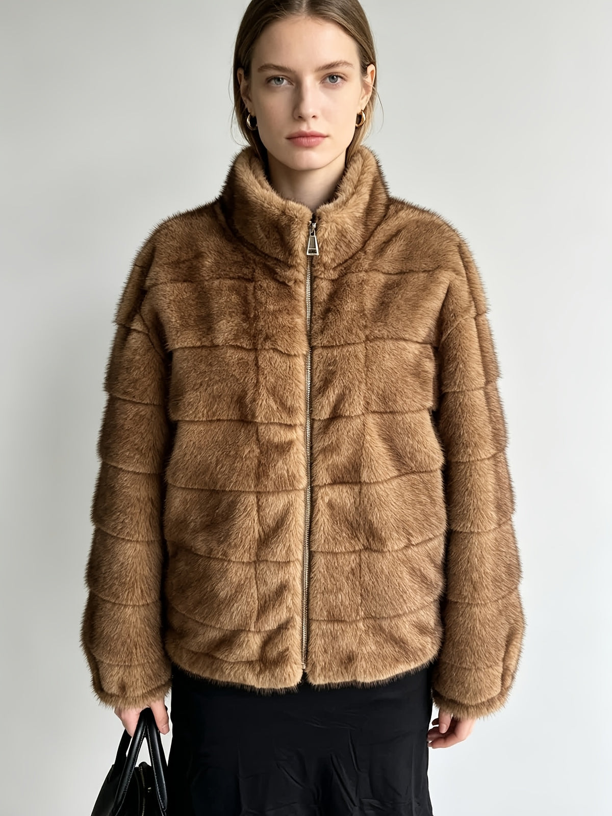 Top grande taille en sherpa, coupe ample, toucher doudou, chaleur d'hiver