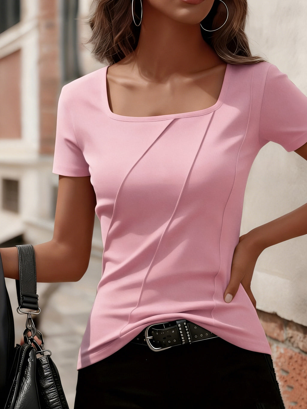 Top grande taille, coupe oversize, manches courtes, autre coloris