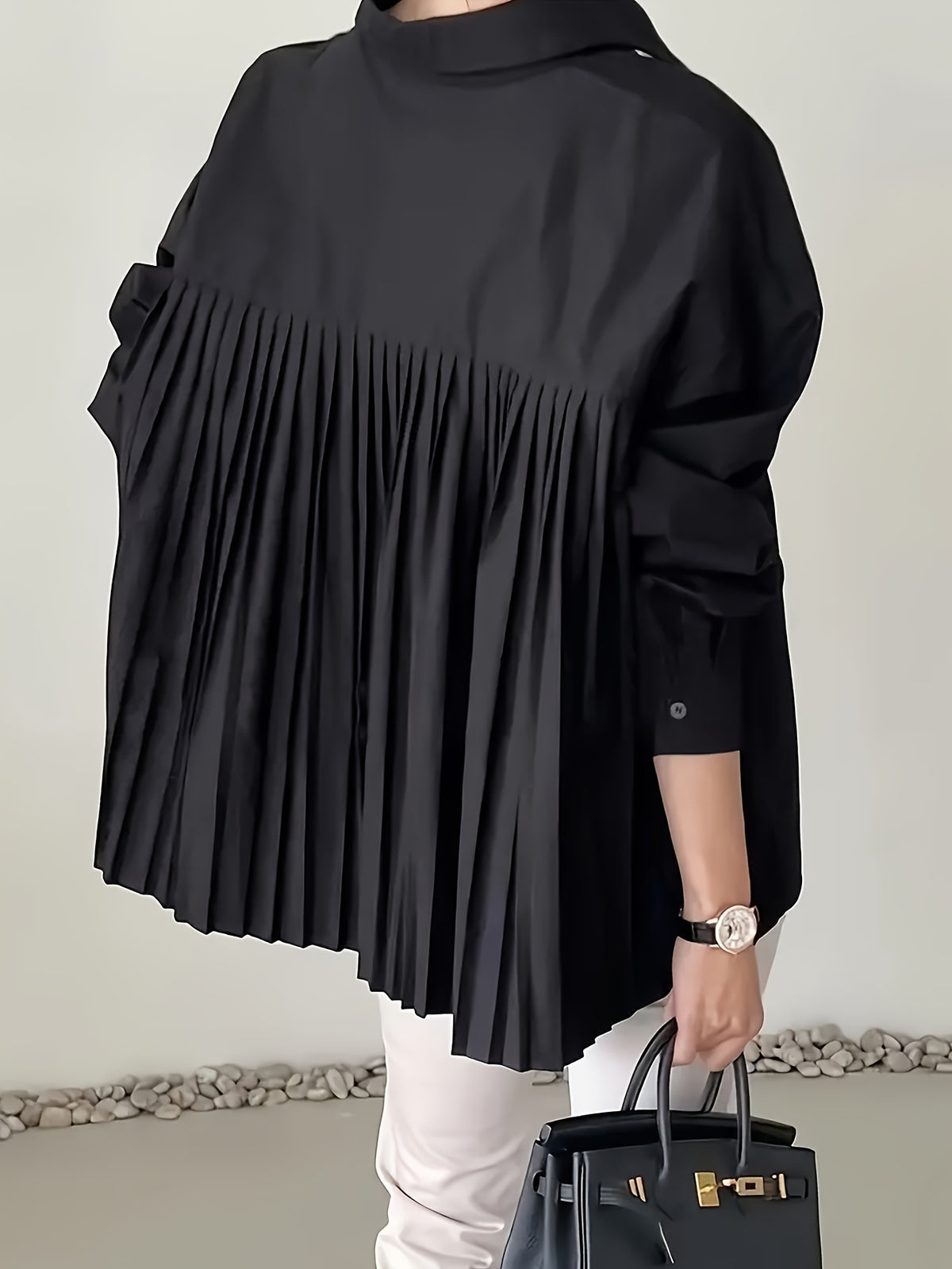 Chemise grande taille, coupe ample, pompons, manches longues