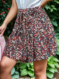 Pantalon grande taille à imprimé fleuri, ceinture assortie