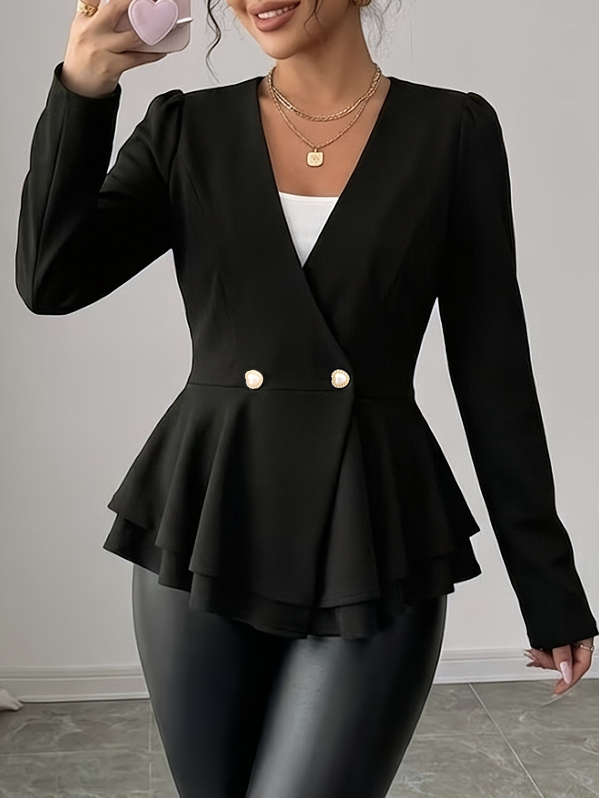 Blazer grande taille, coupe oversize, manches longues, chaleur d'hiver