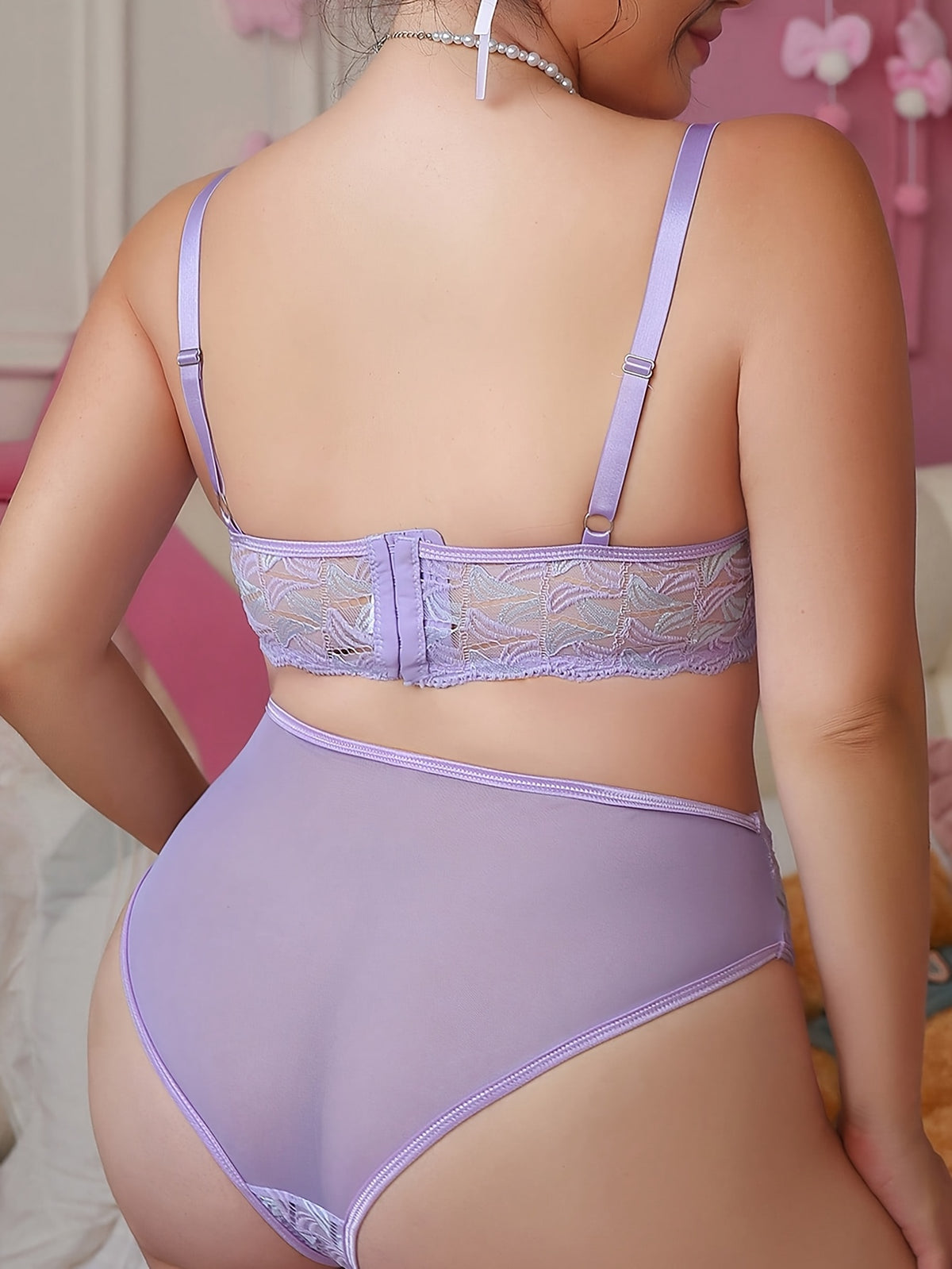 Soutien-gorge grande taille en dentelle, effet ajouré, basique du quotidien, tissu opaque