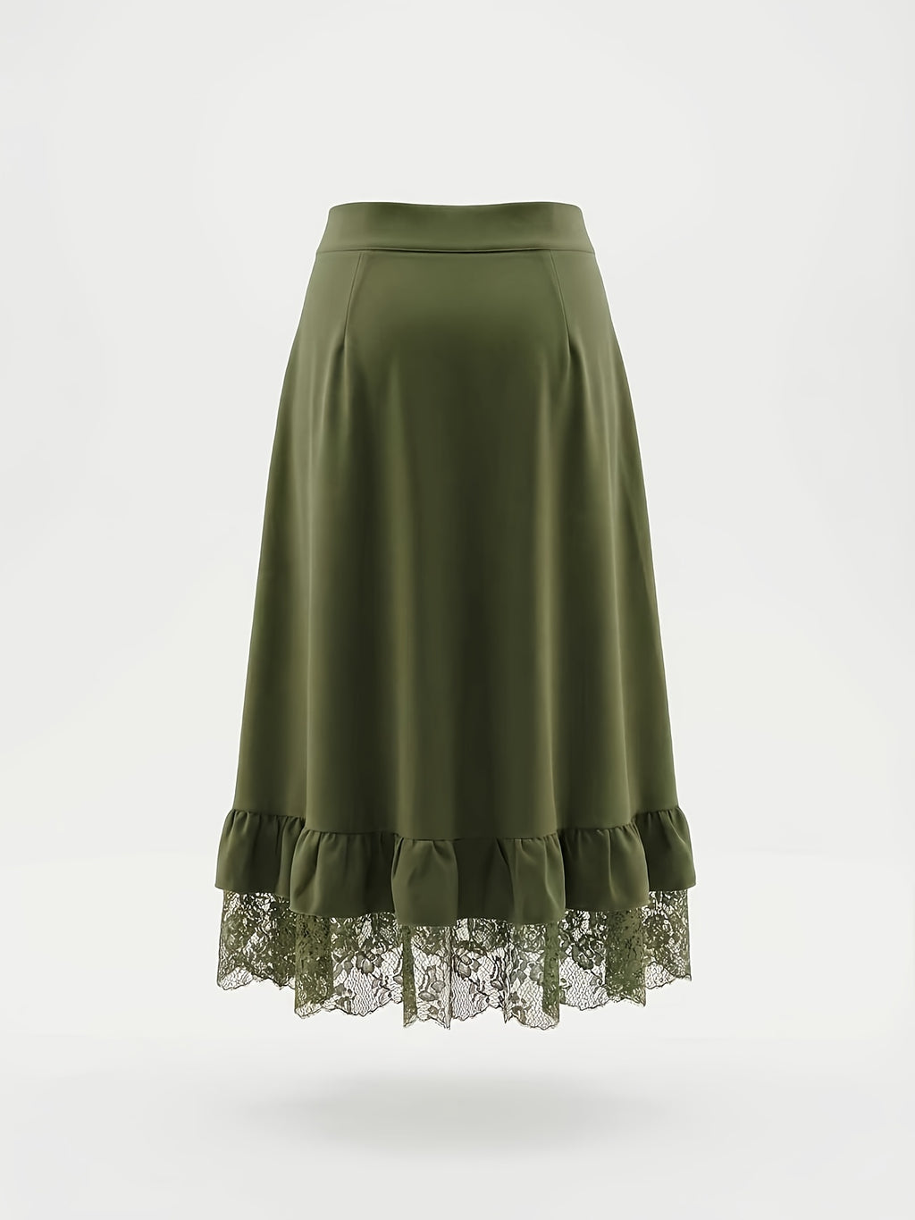 Robe grande taille, dentelle contrastée, ceinture assortie