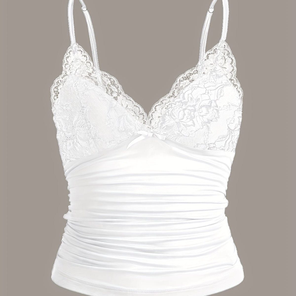 Débardeur grande taille en dentelle, effet ajouré, plissé — composition : 100% Polyester