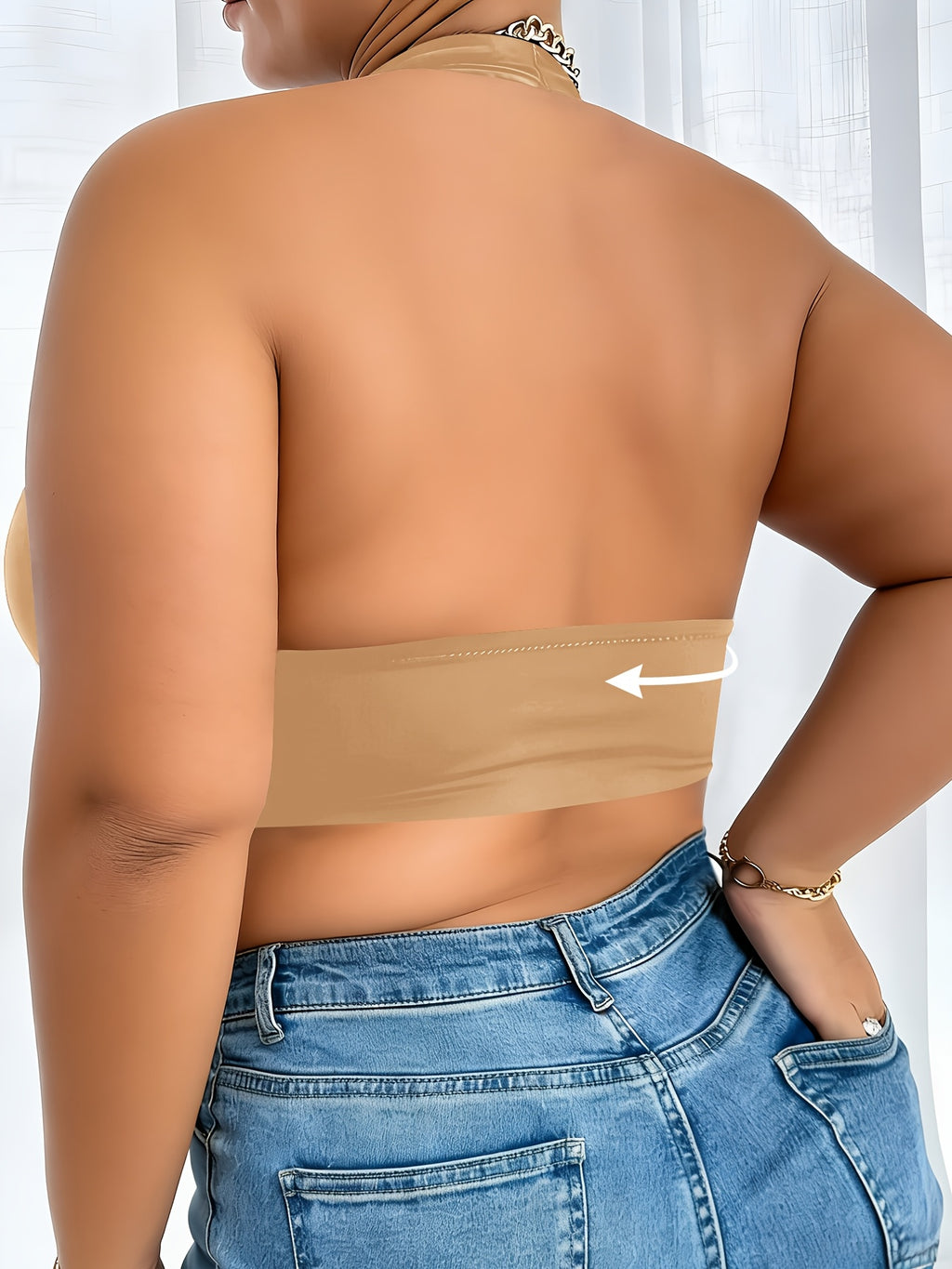 Soutien-gorge dos nu grande taille, drapé, agrafes devant