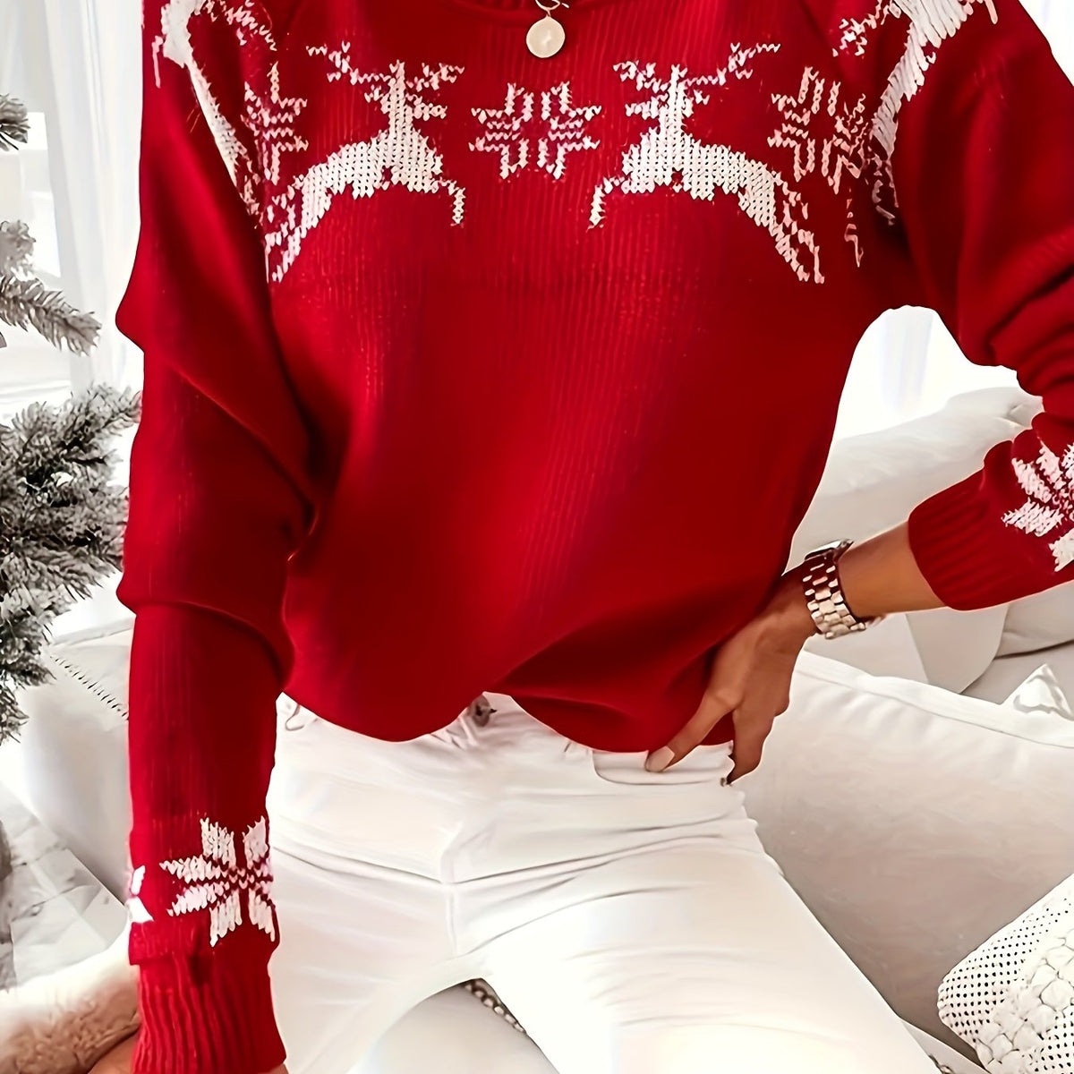 Pull grande taille, col rond, toucher moelleux, chaleur d'hiver — matière : acrylique