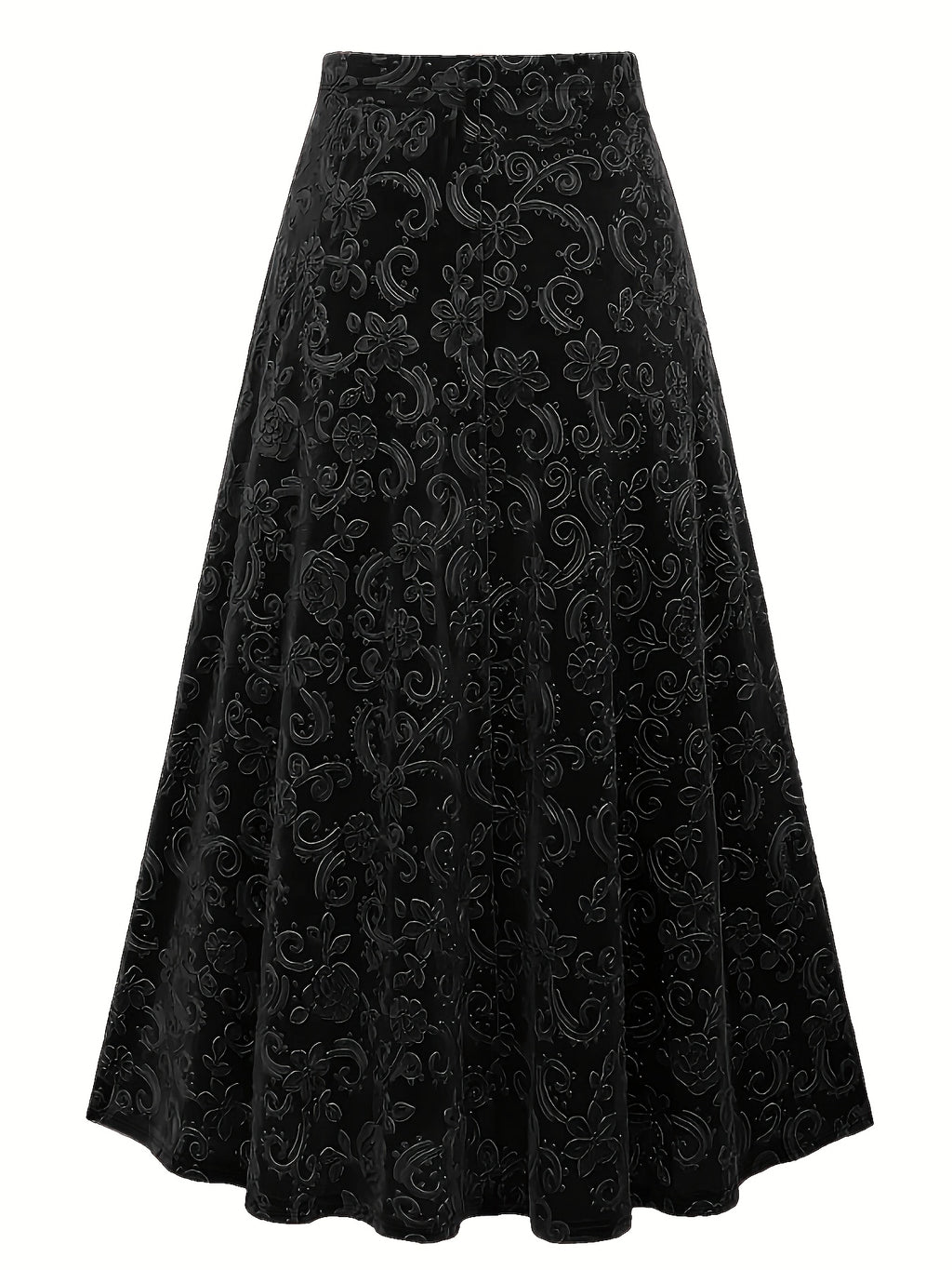 Jupe grande taille à imprimé fleuri, coupe droite, esprit décontracté, vue de profil