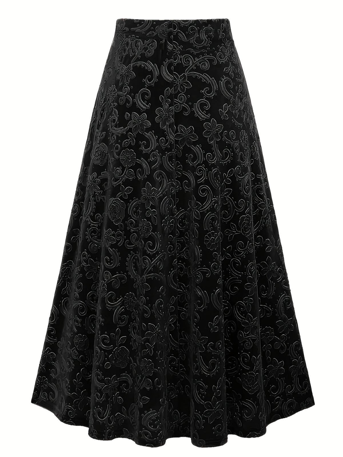 Jupe grande taille à imprimé fleuri, coupe droite, esprit décontracté, vue de profil