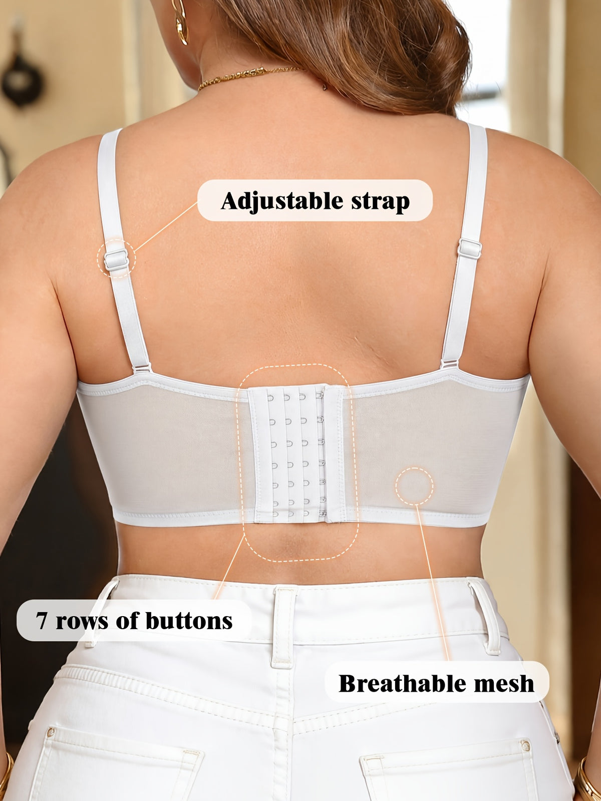 Soutien-gorge bustier grande taille, tulle à baleines