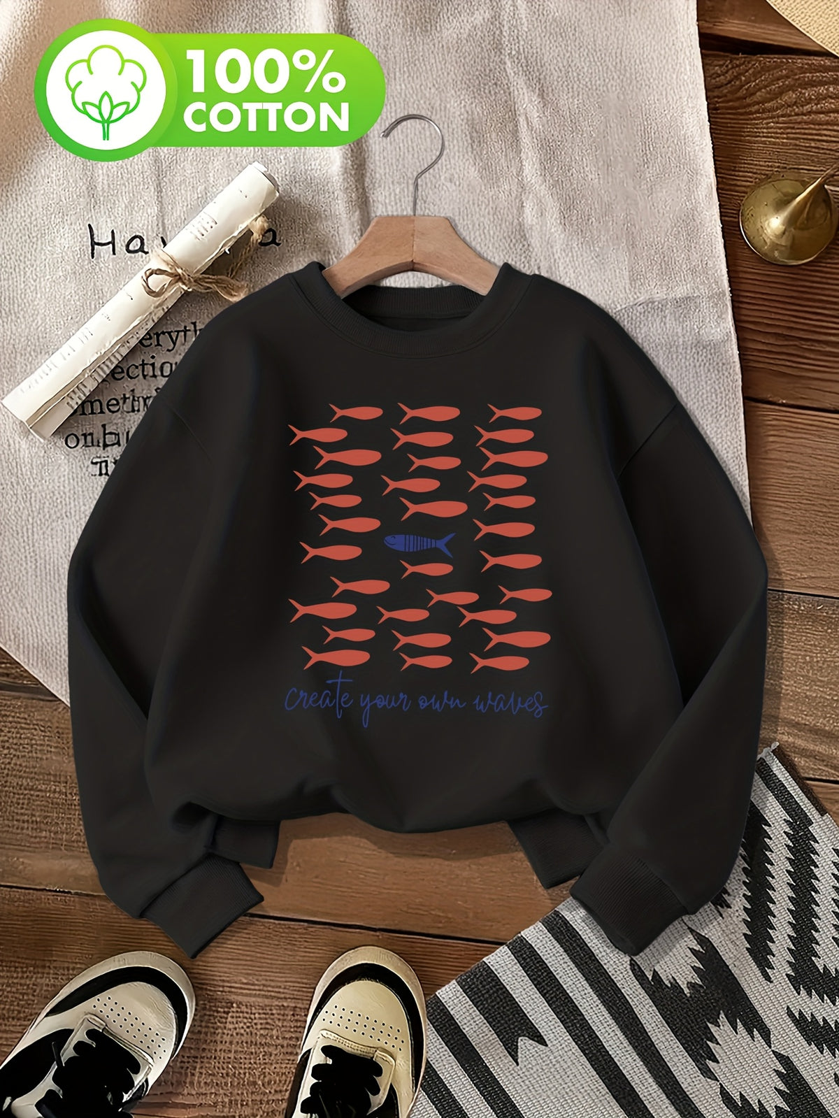 Pull grande taille, col rond, toucher naturel, chaleur d'hiver Image