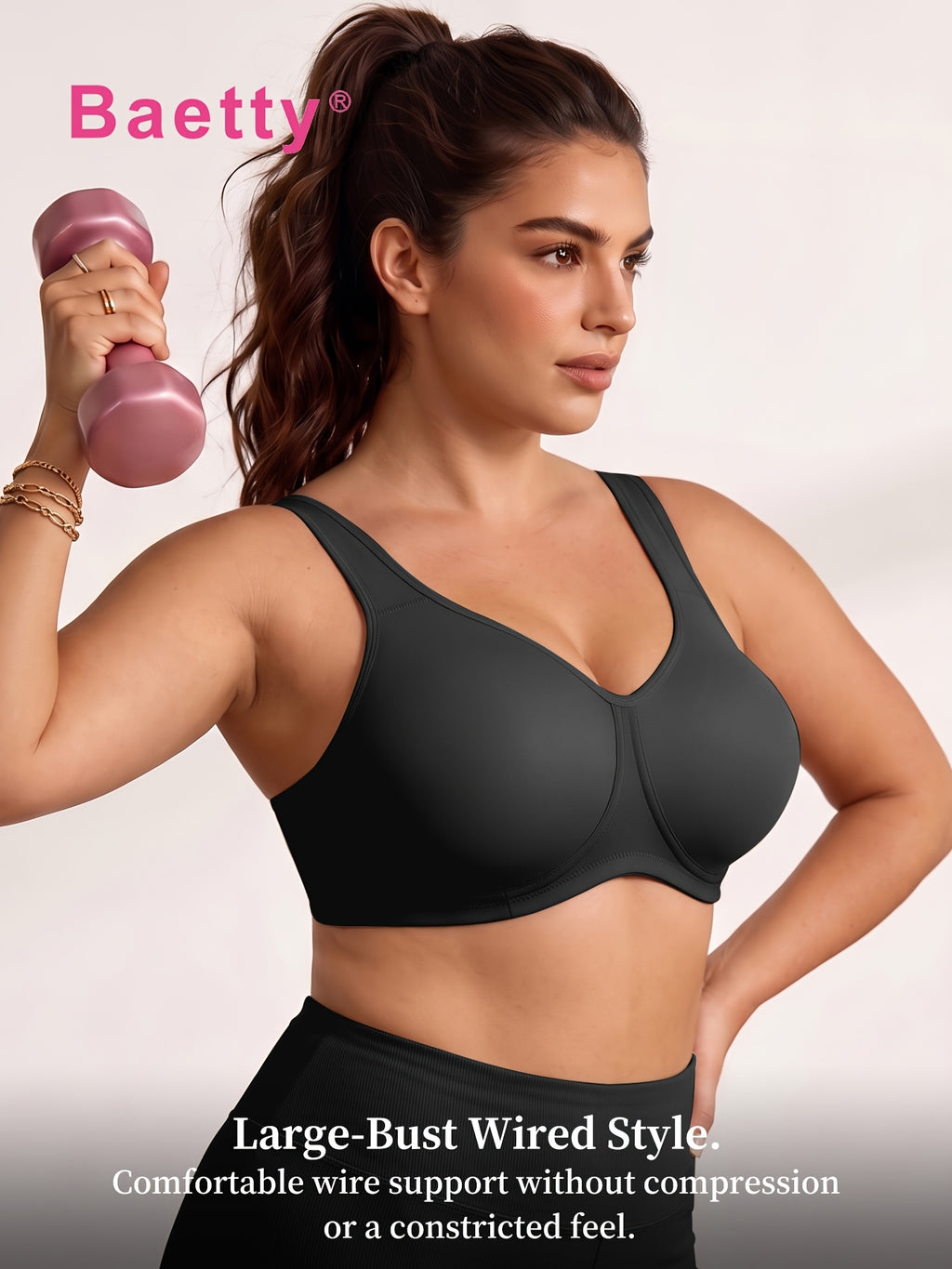 Soutien-gorge de sport grande taille — Deux bonnets cerclés