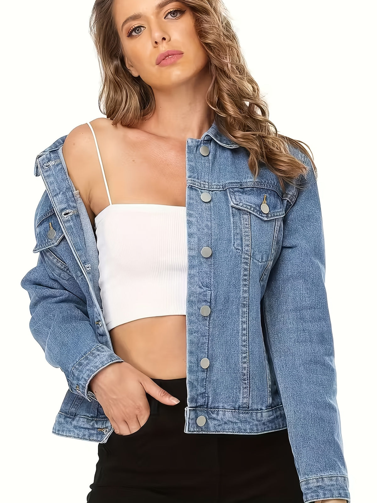 Veste grande taille, délavage doux, tenue franche — composition : 80% Coton, 20% Polyester