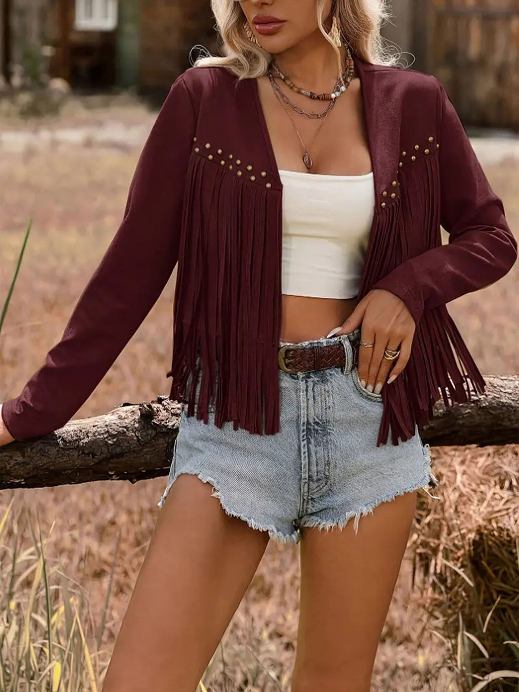 Veste grande taille, coupe oversize, pompons, manches longues, visuel produit