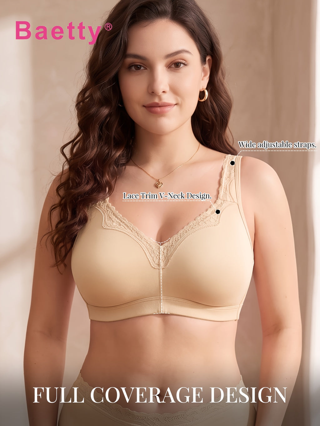 Soutien-gorge grande taille — Coton, feston de dentelle