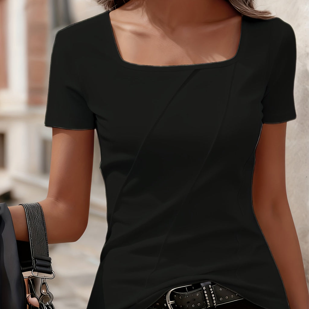 Top grande taille, coupe oversize, manches courtes — matière : polyester