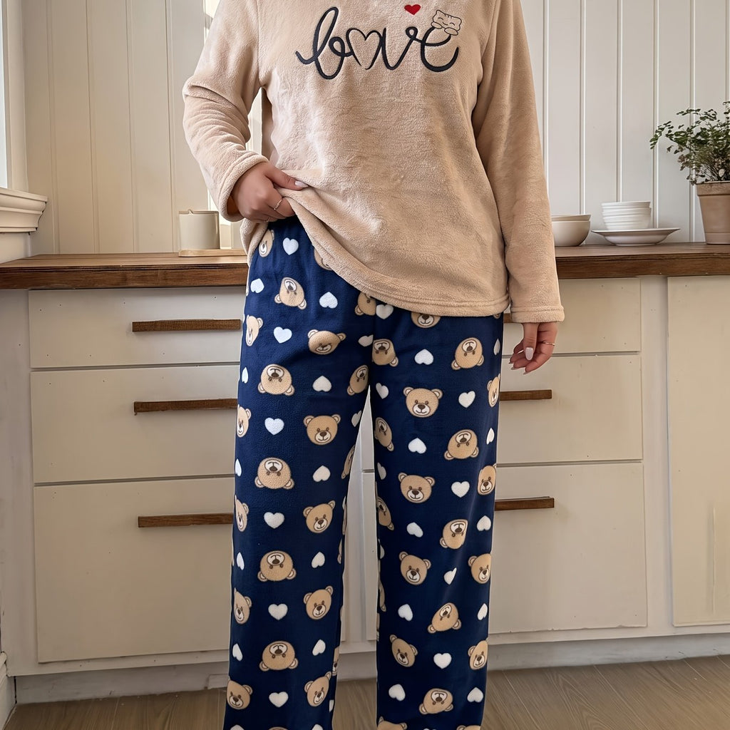 Pyjama grande taille, coupe ample, chaleur d'hiver — matière : polyester