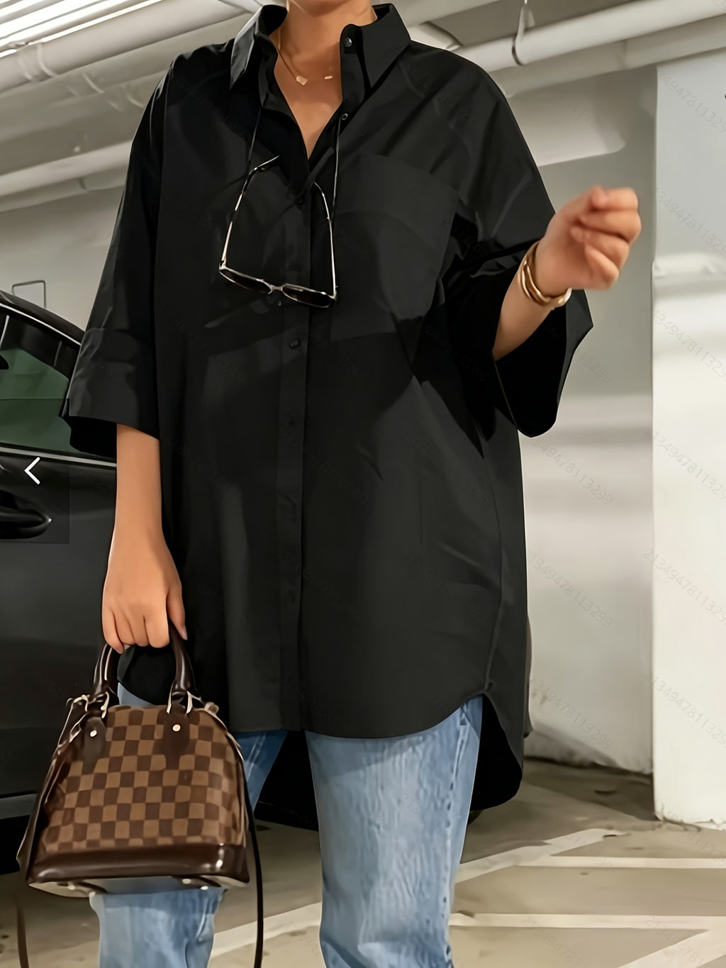Chemise grande taille, coupe oversize, poches pratiques