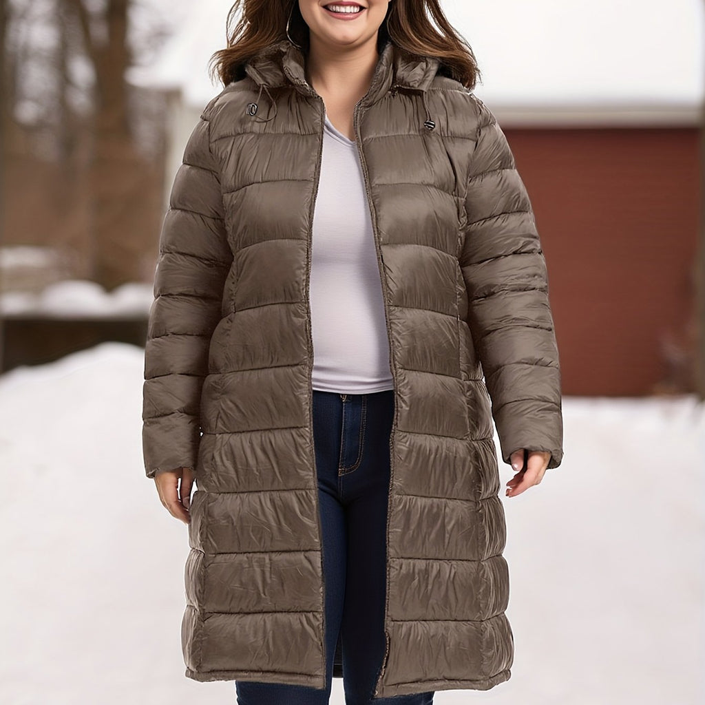 Manteau grande taille, col mao, capuche, chaleur d'hiver, tissu opaque