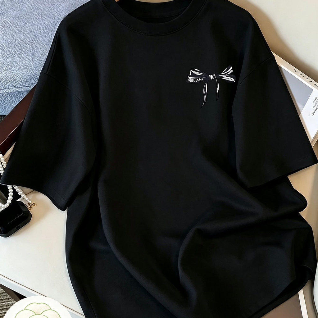 Top grande taille à imprimé géométrique, manches courtes, toucher naturel — matière : coton